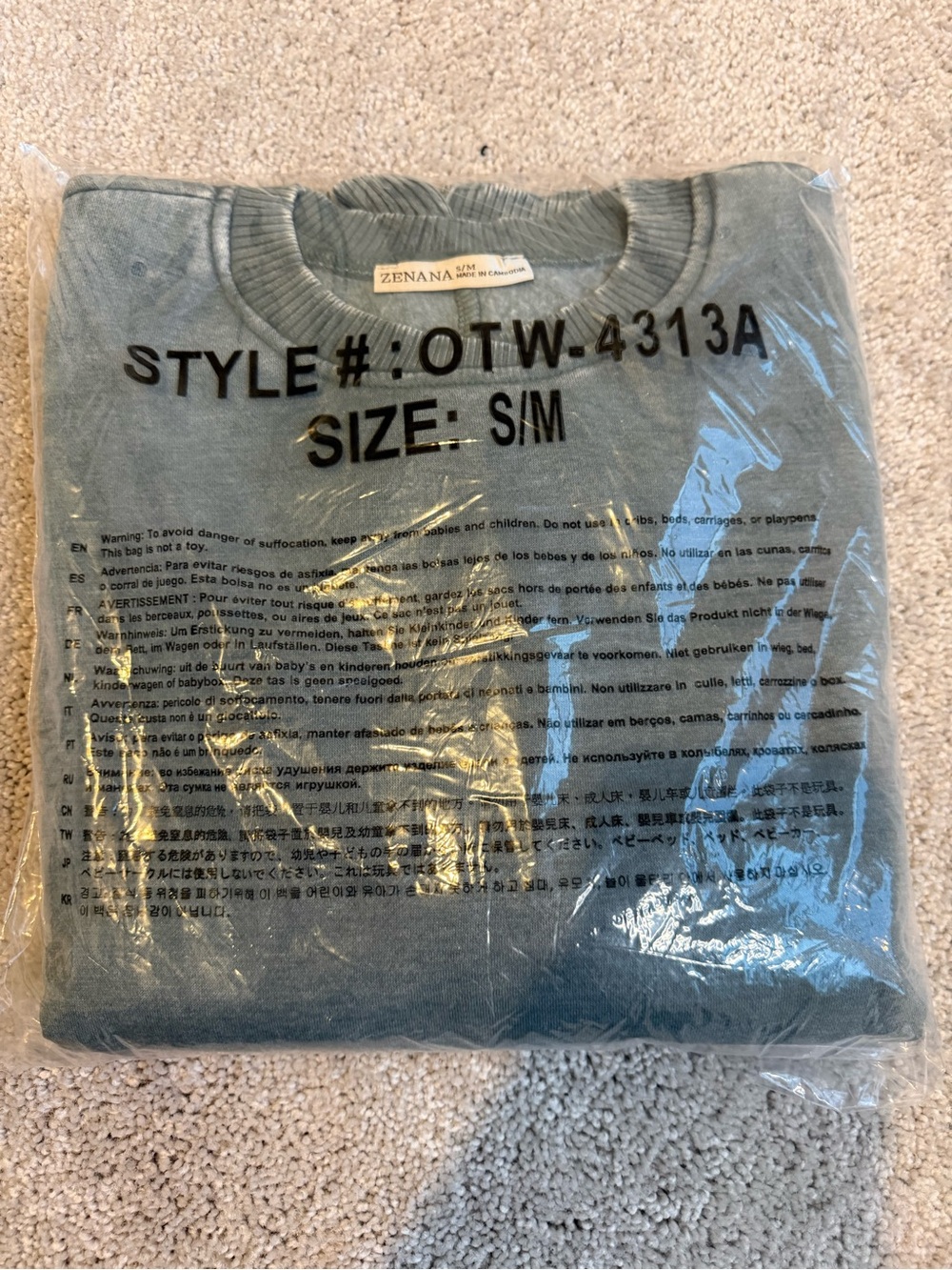 NWT (Bag) Zenana Outfitters Acid Washed Ash Jade Crewneck Sweater | S/M & L/XL - Picture 8 of 12